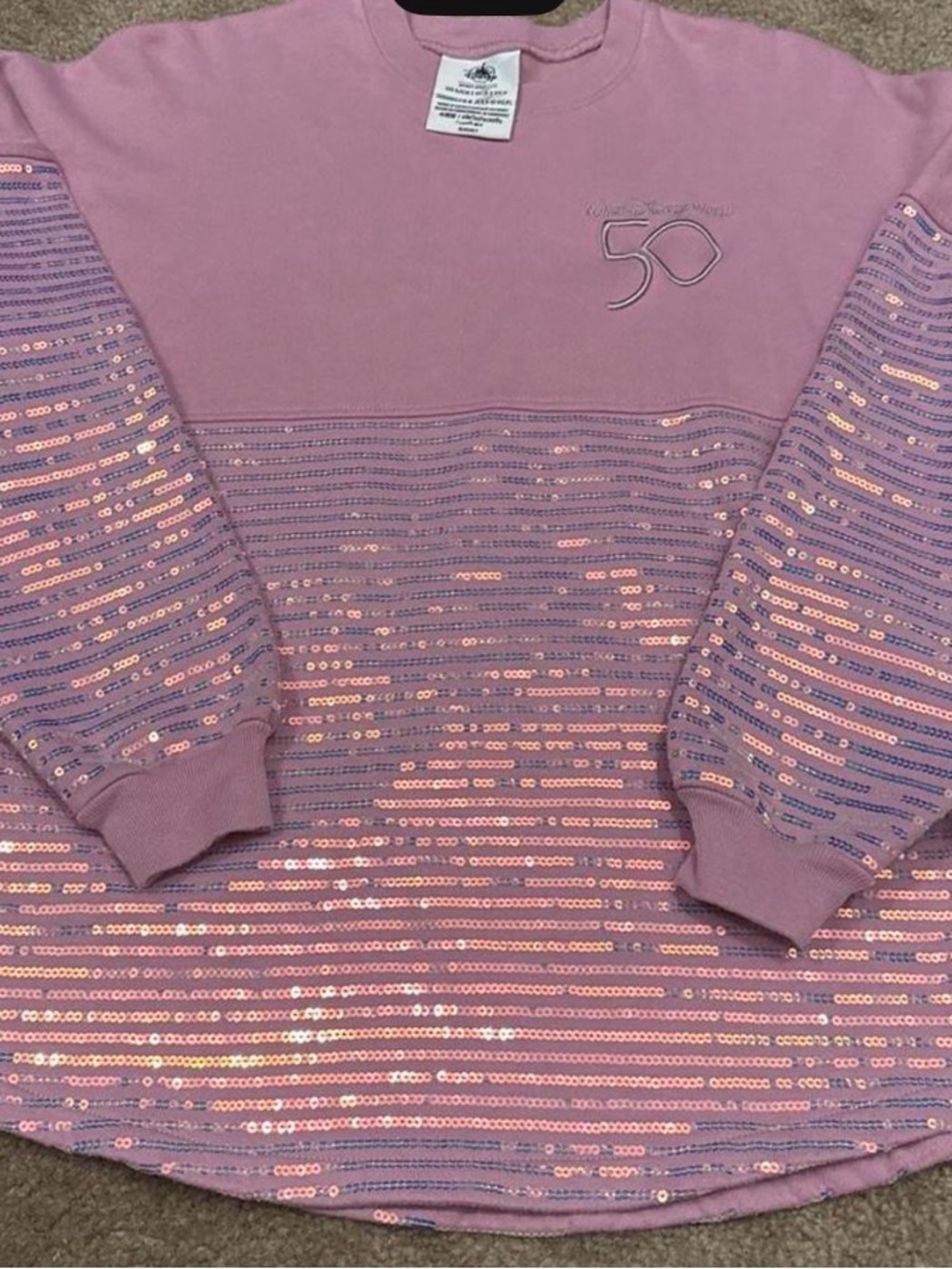 Disney Pink Sequin Spirit Jersey, 50th Anniversary Sweatshirt